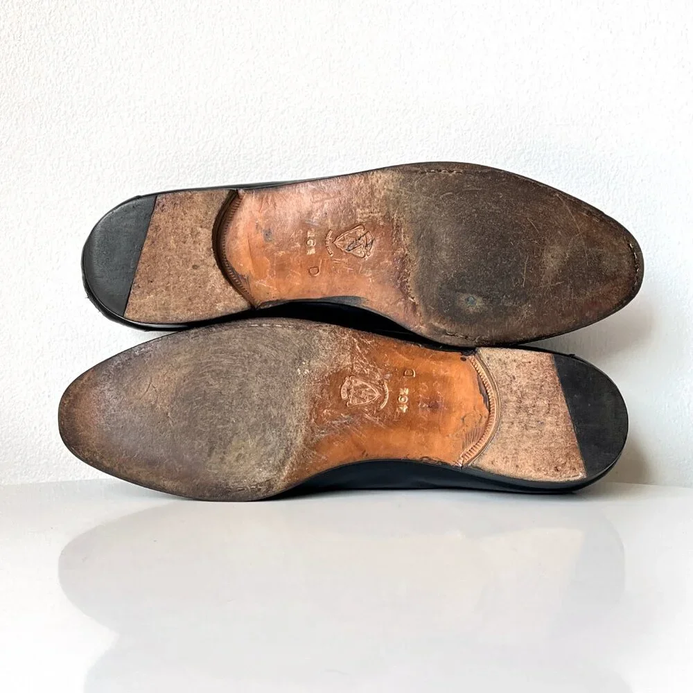 Vintage 70s 80s Men's Gucci Black Leather Penny Loafers Slip On Shoes Size 12.5